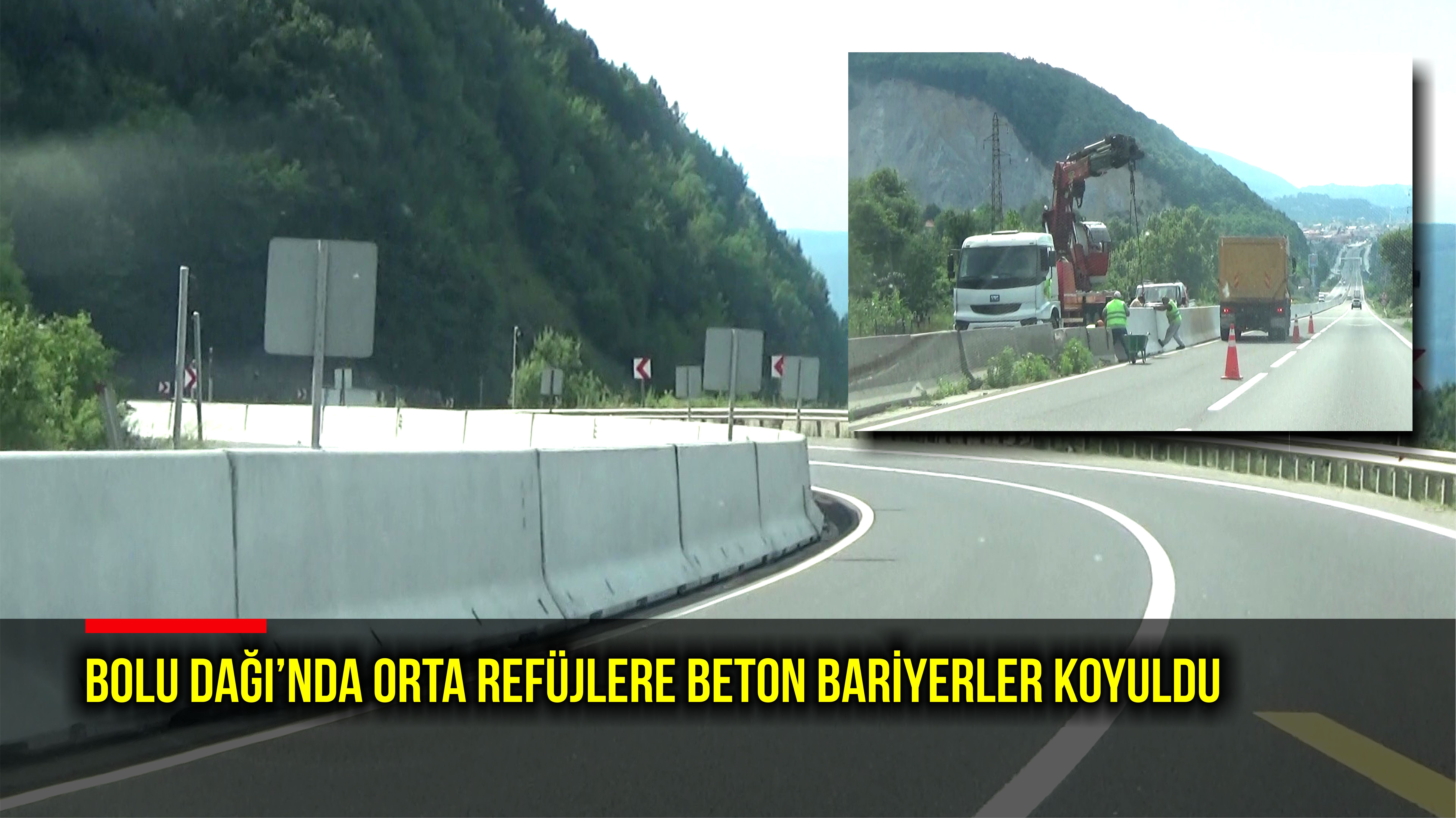 Bolu Dağı’nda orta refüjlere beton bariyerler koyuldu