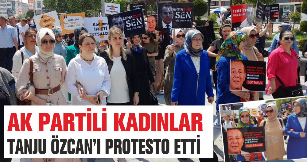 AK PARTİLİ KADINLAR TANJU ÖZCAN’I PROTESTO ETTİ