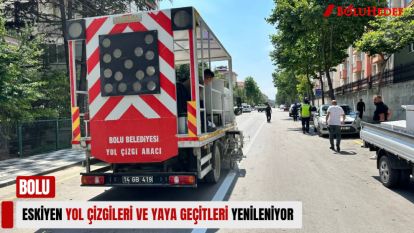 ESKİYEN YOL ÇİZGİLERİ VE YAYA GEÇİTLERİ YENİLENİYOR