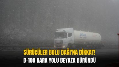 D-100 KARA YOLU BEYAZA BÜRÜNDÜ