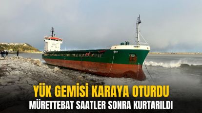 Kastamonu'da yük gemisi karaya oturdu