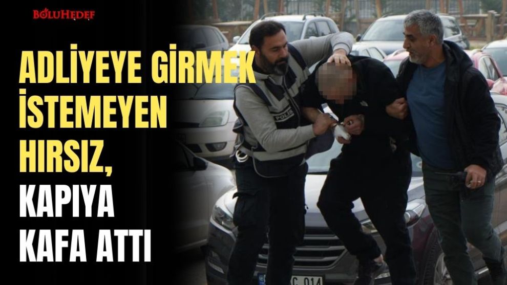 ADLİYEYE GİRMEK İSTEMEYEN HIRSIZ, ADLİYENİN KAPISINA KAFA ATTI