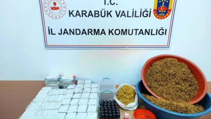 Karabük'te 8 bin 700 makaron ile 6 bin 600 gram tütün ele geçirildi