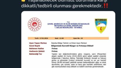 Sakarya Valiliği fırtına için uyardı