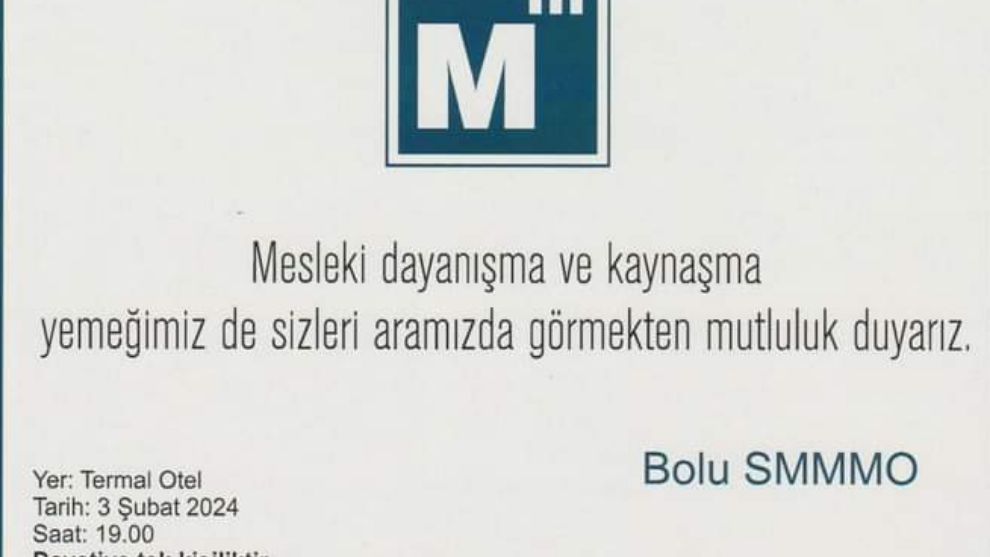 MMMO Bolu Şubesi Termal Otelde gece düzenliyor