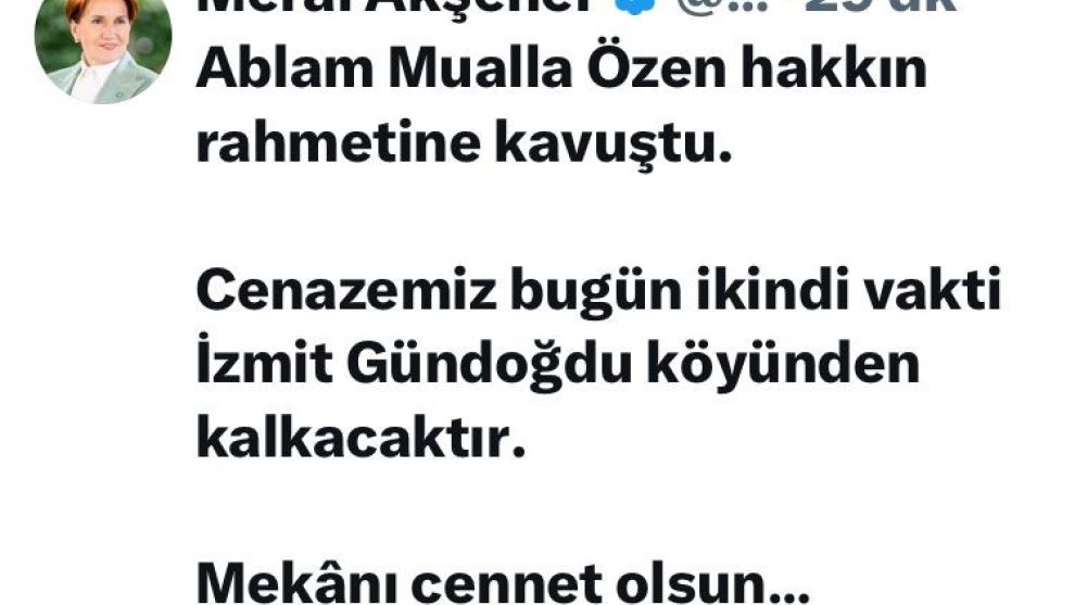 Meral Akşener hayatını kaybeden ablası için Kocaeli’ye geliyor