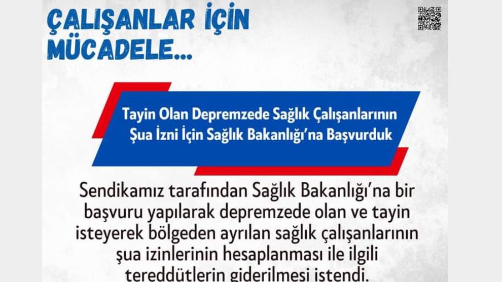 Türk Sağlık Sen Bolu il Başkanı  Furkan Özübek “Şua izin haklarımız  için bakanlığa başvurduk