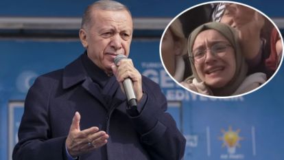 Cumhurbaşkanı Erdoğan, miting alanında ağlayan genç kızı teselli etti
