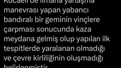 Vali Yavuz: "Limana yanaşma manevrası yapan geminin vinçlere çarpması sonucu kaza meydana geldi"