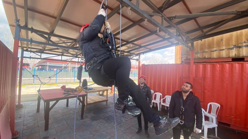 İtfaiyeden teleferik ekibine eğitim