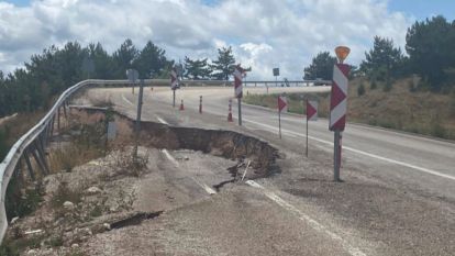 Göynük'te geçen yıl çöken yol yapılmayı bekliyor