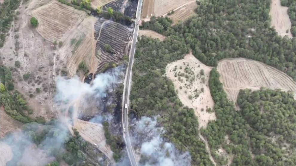 Bolu'daki orman yangını havadan görüntülendi