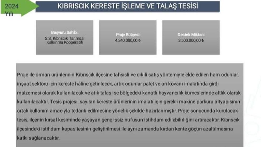 Kıbrıscık'a Kereste İşleme ve Talaş Tesisi yapılıyor...