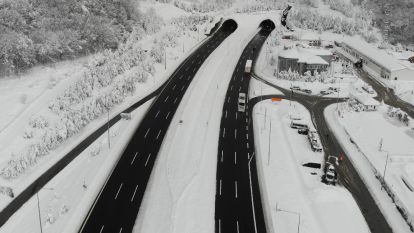 TEM'in Bolu Dağı Tüneli geçişi havadan görüntülendi