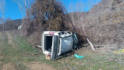 Bolu'da hafif ticari araç şarampole uçtu: 2 yaralı