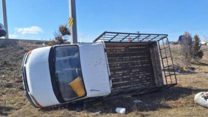 Yoldan çıkan kamyonet tarlaya uçtu: 2 yaralı