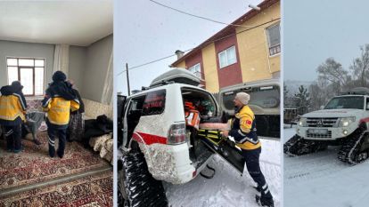 Ayağından yaralanan kadının yardımına paletli ambulans ile yetiştiler
