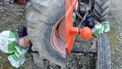 Kontrol etmek istediği traktörünün altında kalan yaşlı adam yaralandı