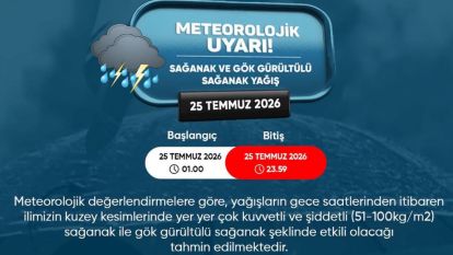 Valilikten Meteorolojik Uyarı geldi...